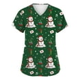 thumbnail image 1 of BDPORKAS Womens Christmas Scrubs Cute Santa Snowman Nursing Uniform Graphic Print Stretch Scurb Tops Holiday Tee Workwear, 1 of 4