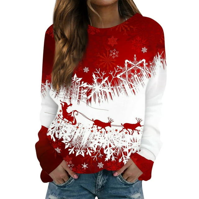 BDPORKAS Womens Christmas Sweatshirt Merry Christmas Funny Letter Print