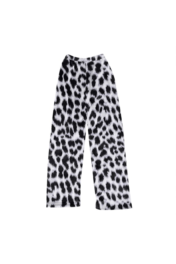 Womens Comfy Lounge Pants Loose Yoga Pants Drawstring Leopard Print Soft Thick Pajama Pants with Pockets