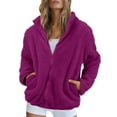 thumbnail image 1 of BDPORKAS Womens Fleece Jacket Fall Winter Full Zip Sherpa Coat No Hood, 1 of 4