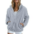 thumbnail image 1 of BDPORKAS Womens Fleece Jacket Fall Winter Full Zip Sherpa Coat No Hood, 1 of 4