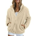 thumbnail image 1 of BDPORKAS Womens Fleece Zip Up Jacket Winter Warm Fuzzy Sherpa Coats Long Sleeve Oversized Sweatshirt, 1 of 4