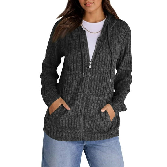 BDPORKAS Womens Full Zip Up Cardigan Sweaters Casual Knit Long Sleeve Sweatshirt Coat with Pockets