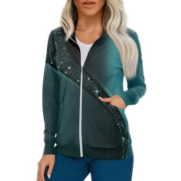 BDPORKAS Womens Full Zip Up Warm-Up Scrub Jacket Nurse Working Uniform with Pockets