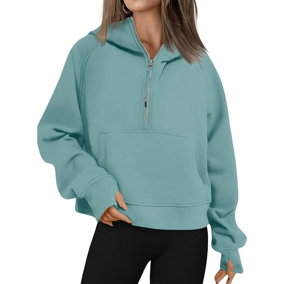 BDPORKAS Womens Oversized Hoodies Half Zip Long Sleeve Pullover Sweatshirt Quarter Zip Sweatshirts Fall Y2K Trendy Tops