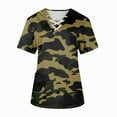 thumbnail image 1 of BDPORKAS Womens Scrub Tops Cool Breathable Fabric Nurse Working Uniform Cross V Neck Graphic Camo Print Short Sleeve Nurse Shirt Tops Workwear with Pockets, 1 of 3