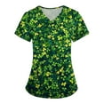 thumbnail image 1 of BDPORKAS Womens Scrub Tops Irish Lucky Clover Scrubs Top St. Patrick's Day Printed Graphic Working Uniform St. Patrick's Day Holiday Workwear, 1 of 3