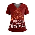 thumbnail image 1 of BDPORKAS Womens Scrubs Cute Christmas Nursing Uniform Graphic Santa Snowman Print Lightweight Scurb Tops Holiday Tee Workwear, 1 of 5