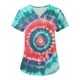 thumbnail image 1 of BDPORKAS Womens Scrubs Graphic Tie Dye Fashion Holiday Workwear Lightweight V Neck Short Sleeve Comfy Holiday Shirts Pocketed, 1 of 6