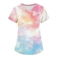 thumbnail image 1 of BDPORKAS Womens Scrubs Graphic Tie Dye Fashion Holiday Workwear Lightweight V Neck Short Sleeve Comfy Holiday Shirts Pocketed, 1 of 7