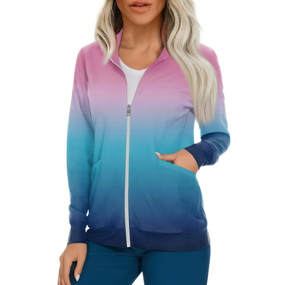 BDPORKAS Womens Scrubs Plus Size Stretch Scrub Jackets Full Zip Up Long Sleeve Cardigan Nursing Tops Easy Care Workwear Working Uniform