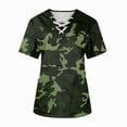 thumbnail image 1 of BDPORKAS Womens Scrubs Top Medical Workwear Cross V Neck Graphic Camo Print Working Nurse Uniforms Plus Size Stretchy Nursing Short Sleeve Tee Tops with Pockets, 1 of 3