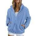 thumbnail image 1 of BDPORKAS Womens Sherpa Jacket Fuzzy Zip Up Fleece Winter Coats Standard Collar Lightweight Workout Hoodie Sweaters, 1 of 4