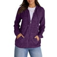 thumbnail image 1 of BDPORKAS Zip Up Hoodie Women Oversized Sweatshirt Ribbed Knit Long Sleeve Lightweight Jacket Workout Clothes Dark Purple, 1 of 2