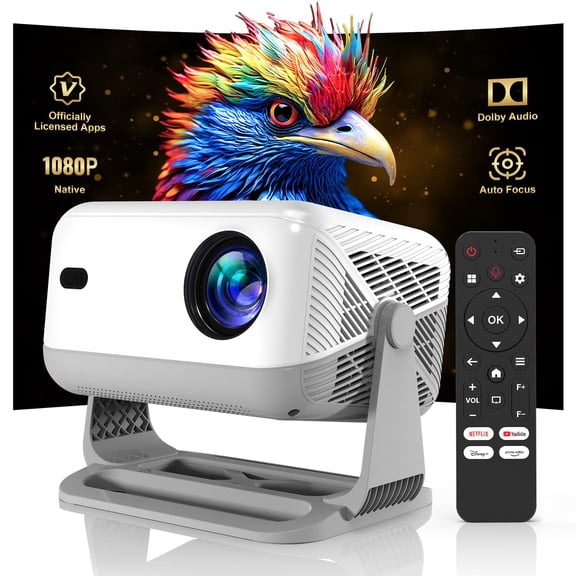 BDQ Mini Projector with WiFi and Bluetooth, 1080P Full HD Smart Projector, 350ANSI Auto Focus&Keystone, Portable Movie Projector Compatible with TV Stick Smartphone/HDMI/USB