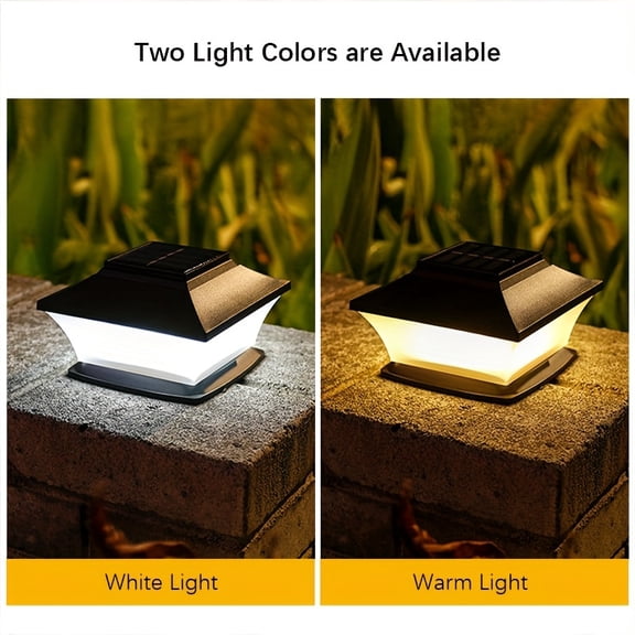 BDQC Solar Post Lights with Black Shell | Auto-On at Dusk & Dual Light Modes | IP44 Waterproof for Garden & Courtyard | Easy Install Solar Outdoor Lighting | White/Warm LED Options