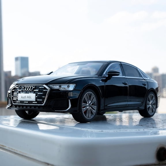 BDTCTK 1:18 Scale Audi A6L Model Car, Diecast Collectible Pull Back Toy Car with Sound and Light for Adults, Gift Black