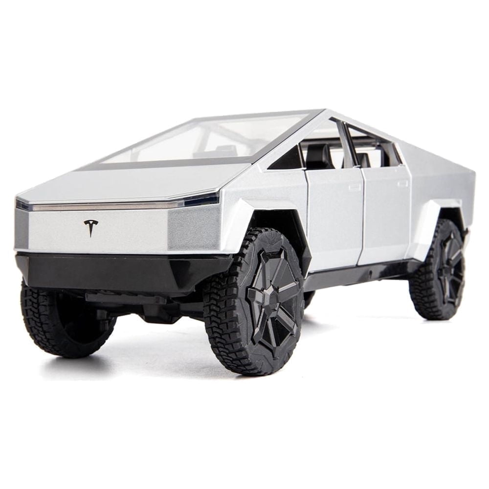 BDTCTK 1/24 Compatible for Cybertruck Electric Pick-Up Truck Model Car, Zinc Alloy Pull Back Toy Car with Sound and Light for Kids Boy Girl(silver)