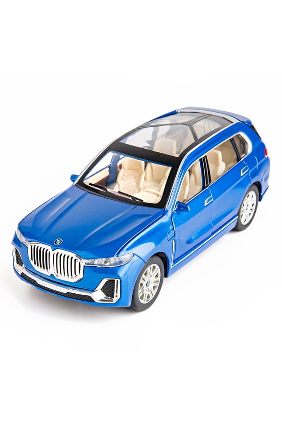 1/24 Compatible for BMW X7 SUV Model Car Toy, Zinc Alloy Pull Back Toy car with Sound and Light for Kids Boy Girl Gift(Blue)