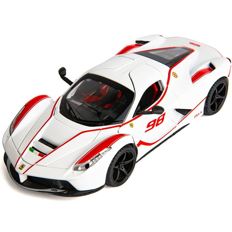 BDTCTK Compatible for 1:22 Ferrari FXXK Car Model Pull Back Car with Sound  and Light for Kids Boy Girl, Metal Body White