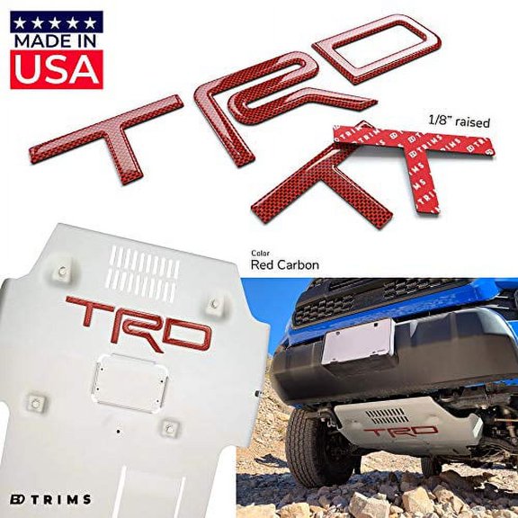 BDTrims Domed 3D Raised Letters Compatible with TRD Skid Plate 2016-2020 Tacoma and 2019-2020 4Runner Models (Red Carbon)