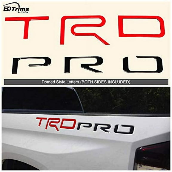 BDTrims | Domed Raised Letters Inserts fits TRD Pro Truck Bed 2014-2019 Tundra Models - Both Sides (Red & Black)