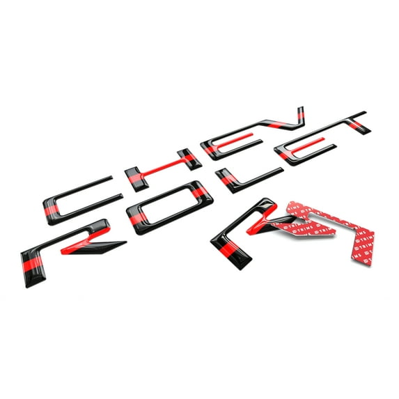 BDTrims Tailgate 3D Domed Raised Letters Compatible with 2019-2024 Silverado Models (Thin Red line)