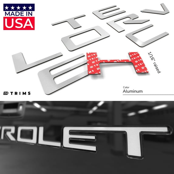 BDTrims | Tailgate Plastic Letters Inserts fits 2019-2024 Silverado Models (Aluminum/Silver)