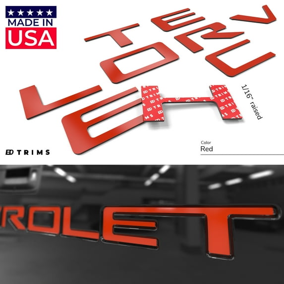 BDTrims | Tailgate Plastic Letters Inserts fits 2019-2024 Silverado Models (Red)