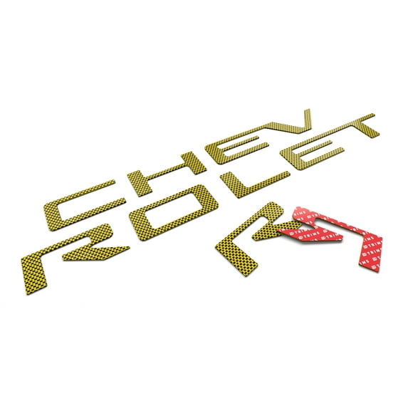 BDTrims Tailgate Raised Letters Compatible with 2019-2024 Silverado Models (Yellow Carbon)