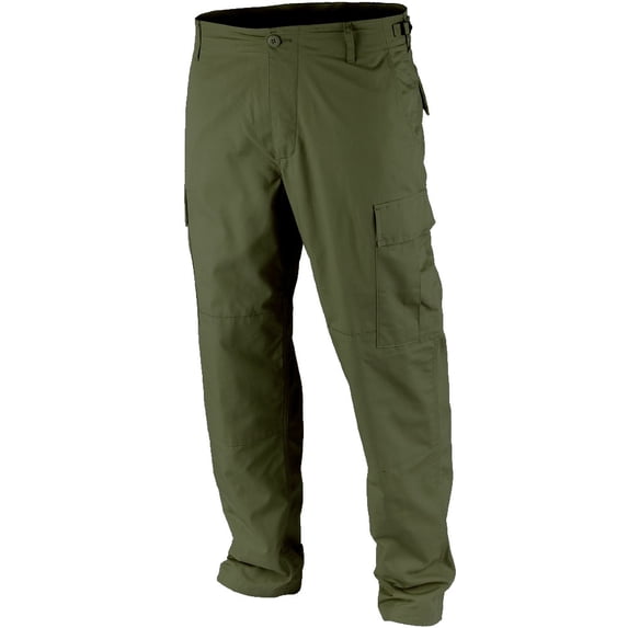 BDU Pants, Cargo Style Trousers, 100% Cotton Ripstop, Made in USA, Olive Drab, Size Large X-Small Regular