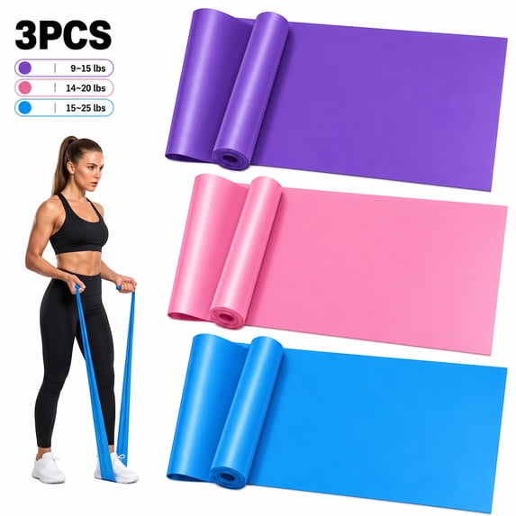 BDUN 3 Pack Resistance Bands Set for Fitness, Latex-Free Stretch Exercise Bands with Multiple Resistance Levels, Workout Bands for Physical Therapy, Yoga, Pilates, Rehab & Home Gym