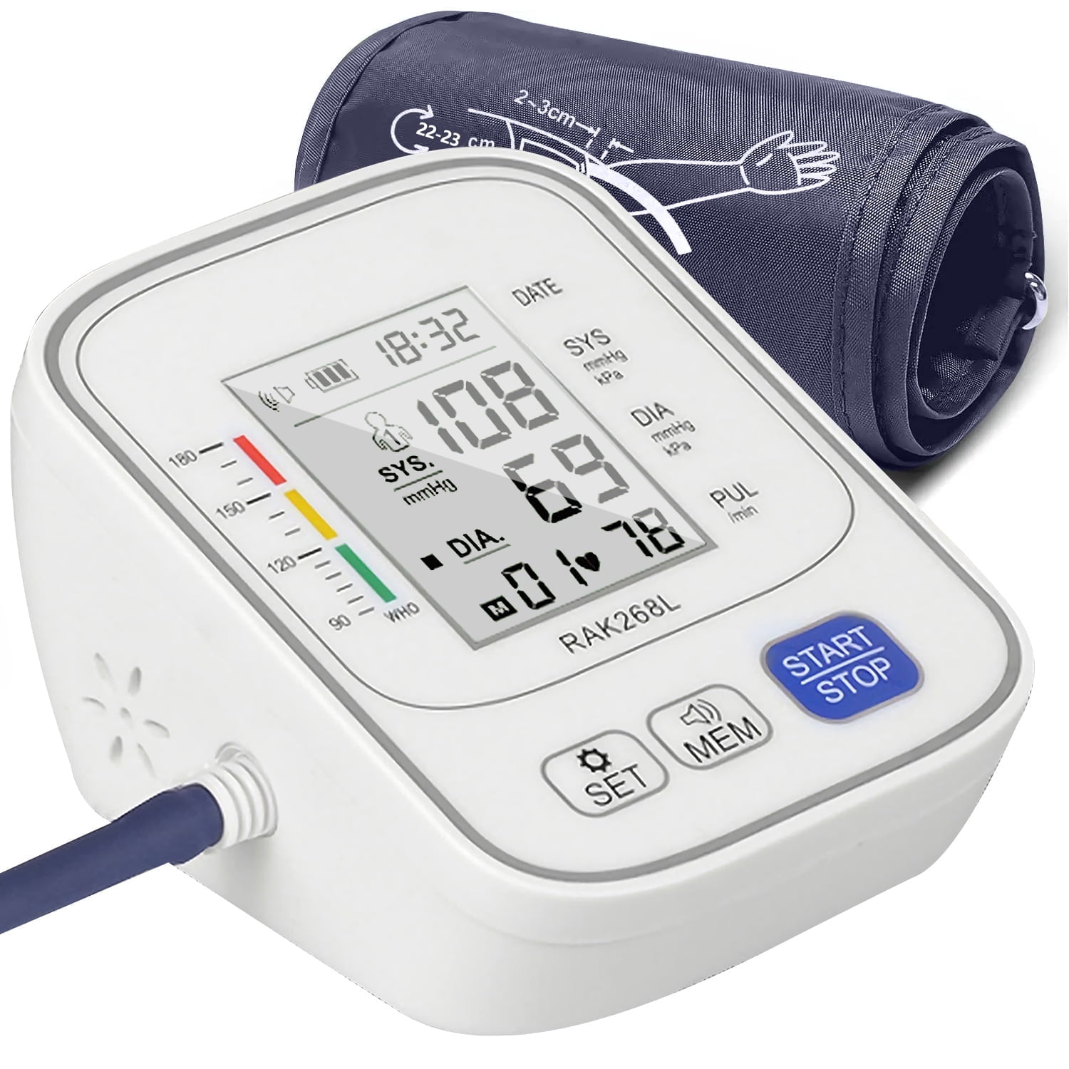 Brazalete de presión arterial BDUN, máquina de presión arterial con cable USB, monitor de pulso para uso doméstico
