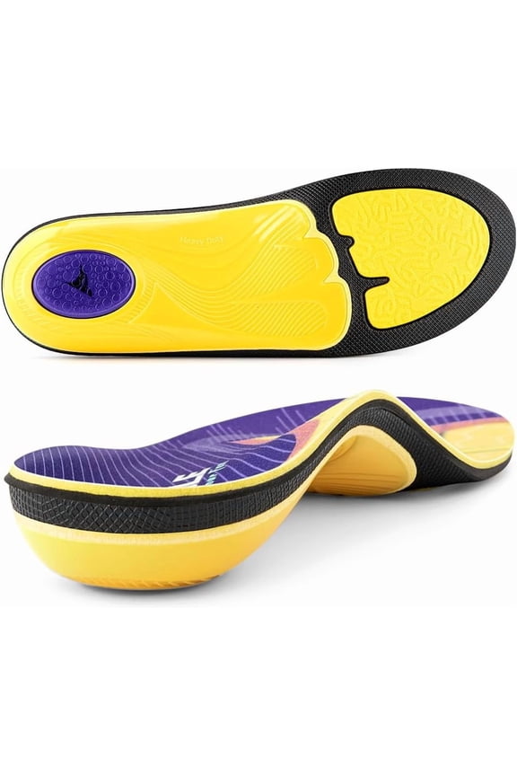 Heavy Duty Support Pain Relief Orthotics - 220+ lbs Plantar Fasciitis High Arch Support Insoles for Men Women, Flat Feet Orthotic Insert, Work Boot Shoe Insole, Absorb Shock with Every Step