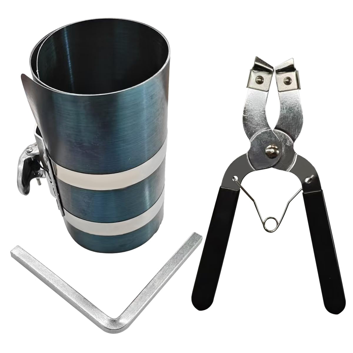 Swpeet 4Pcs 6 Inch Piston Ring Compressor And Adjustable Piston Installation Tool Installer