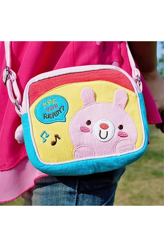BE-18-RABBIT 5.5 x 4.7 x 1.2 in. Pink Rabbit - Embroidered Applique Swingpack Bag Purse Wallet Bag & Shoulder Bag