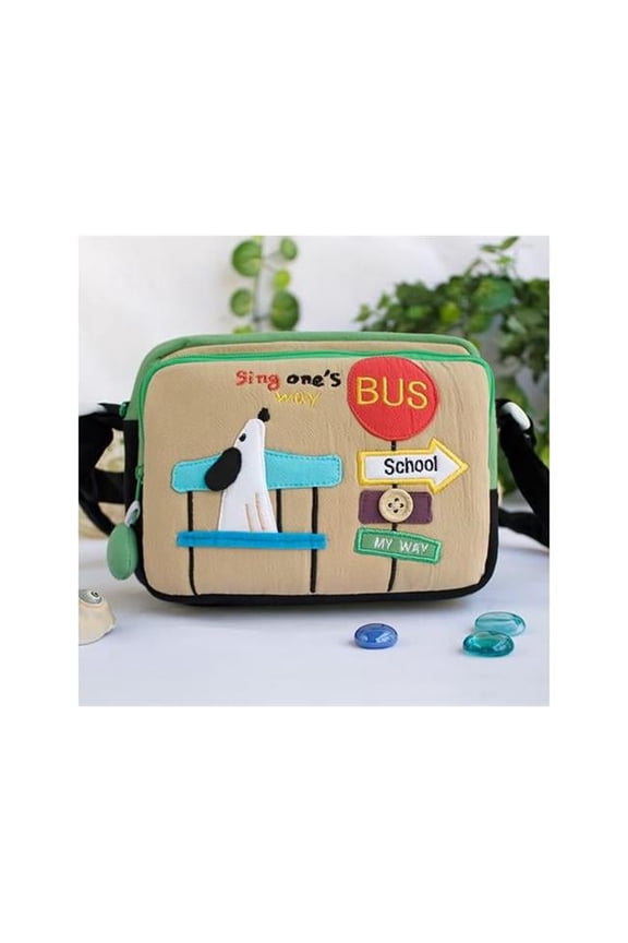 BE-26-KHAKI 7.1 x 5.3 x 3.7 in. Sing My Way - Embroidered Applique Swingpack Bag Purse Wallet Bag & Shoulder Bag