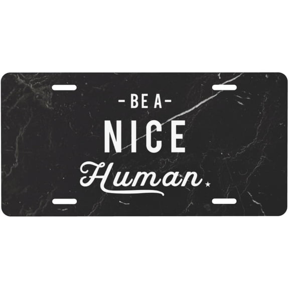 BE A Nice Human License Plate Aluminum Metal Durable Personalized Car License Plate 6 X 12 Inch