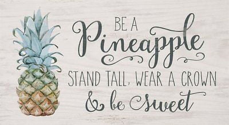 Distressed White Pine Wood Plank Sign with Pineapple Artwork