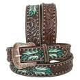 thumbnail image 1 of BE BAR H EQUINE Natural Floral Hand Painted Western Fashion Premium Leather Men And Women Belt Brown, 1 of 4