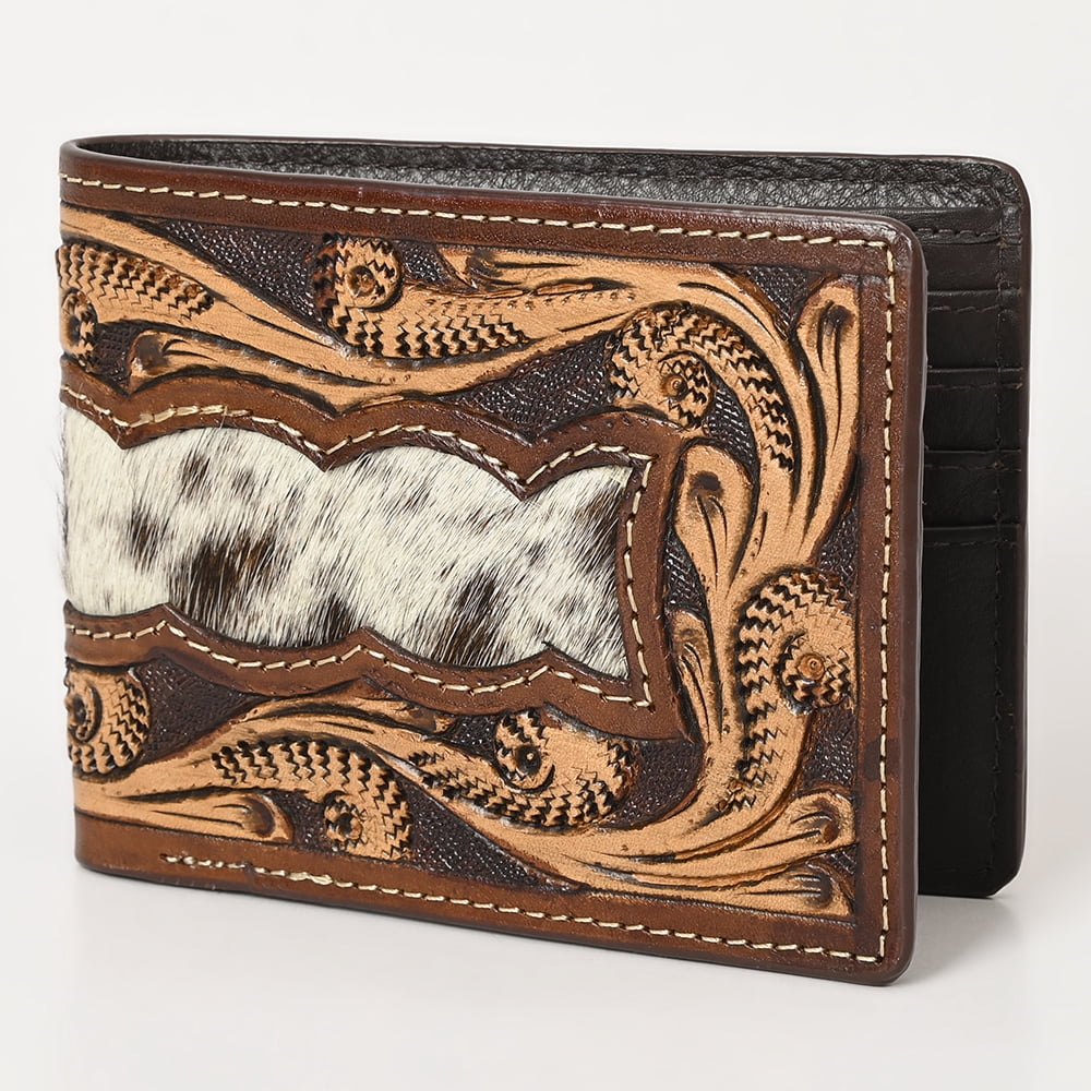 HOOey Floral Rodeo Wallet – Genuine Leather Hand-Tooled Wallet With Multiple Card Slots, Checkbook Size