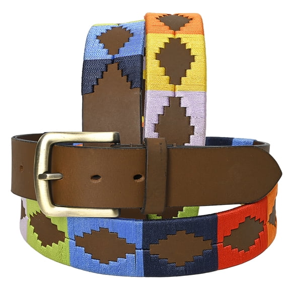 BE BAR H EQUINE Western Genuine Leather Men And Women Brown Belt Embroidered Multi