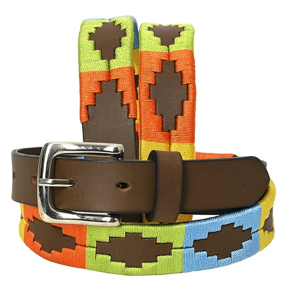 BE BAR H EQUINE Western Genuine Leather Men And Women Brown Belt Embroidered