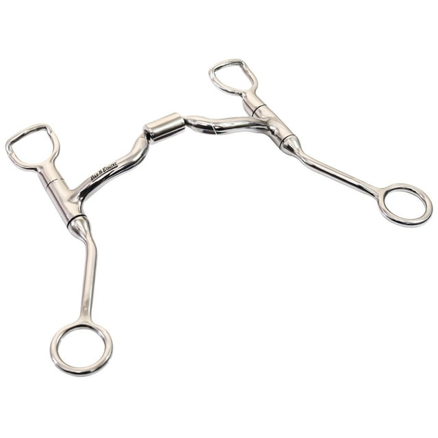 BE Bar H Equine Stainless Steel Med Port Swivel Shank Bit w/ Roller MouthBits for HorsesHorse