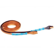 BE Bar H Equine Western Horse 8ft Turquoise Rawhide Braiding American Leather Split Reins