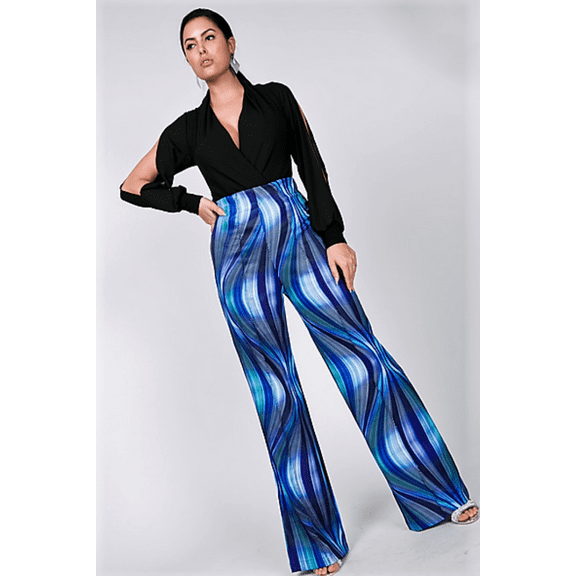 BE CHIC NEW YORK Stylish Geometric Print Wide Leg Pants
