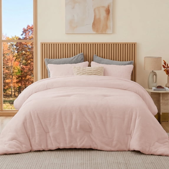 SoComfy by Bedelite Faux Fur Comforter Set, Set-2 Piece, Twin, Pink
