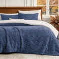 thumbnail image 1 of SoComfy by Bedelite Fluffy Sherpa Comforter Set, Set-3 Piece, King, Navy, 1 of 7
