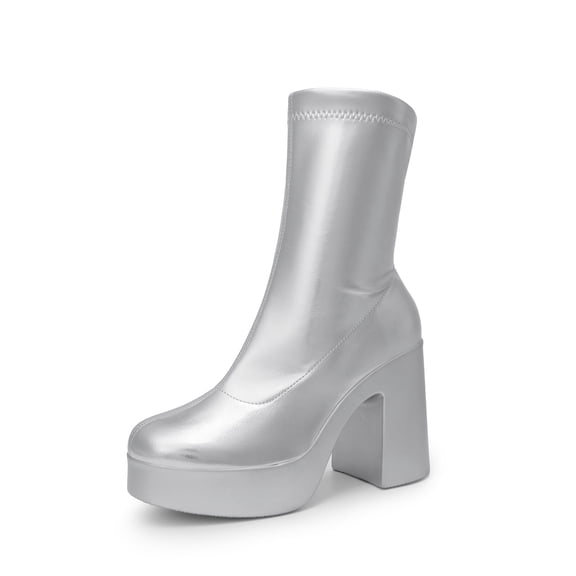 DREAM PAIRS Women’s Platform Gogo Ankle Boots – High Chunky Block Heel, Square Toe Booties