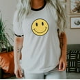 thumbnail image 1 of BE HAPPY Graphic Ringer Tee, 1 of 5